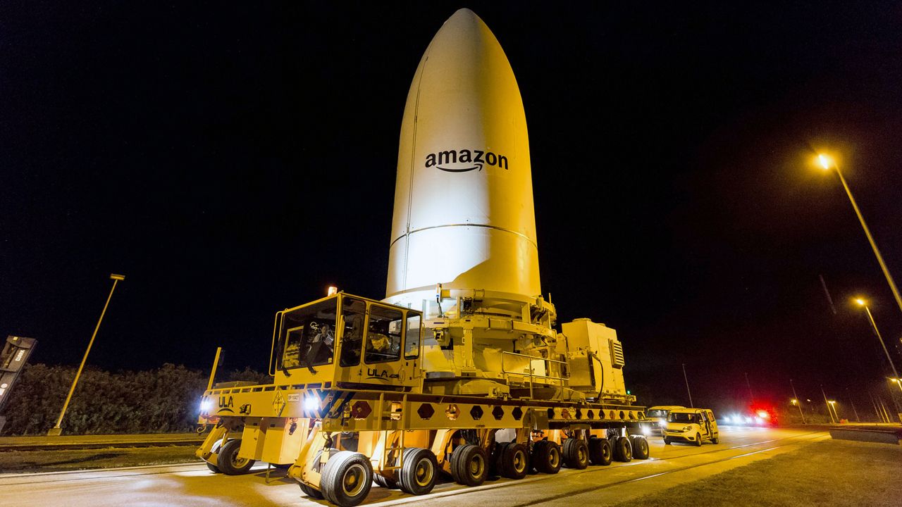 More than 30 Project Kuiper satellites are inside this United launch Alliance Atlas V rocket as they will be launched from Space Launch Complex-41 at Cape Canaveral Space Force Station. (ULA)