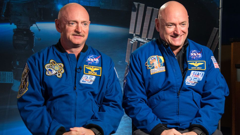 Mark Kelly, left, was monitored on Earth while his twin brother Scott Kelly spent a year on the International Space Station. NASA wanted to see what changes long-term microgravity would have on the human body. (NASA)