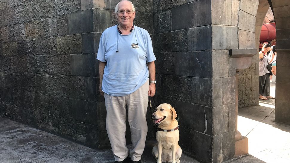 Ray Mahlberg and Pearl, a guide dog for the legally blinded owner. Pearl was struck and killed while walking with Mahlberg on Thursday night. 