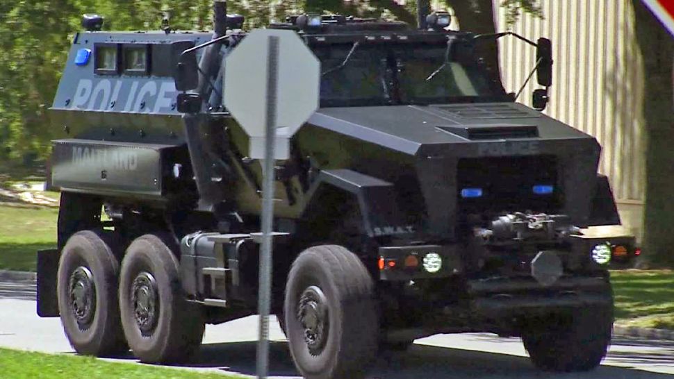 Raul Rivas allegedly threw a fridge and a bookcase at a SWAT vehicle during a seven-hour standoff at an Apopka motel. It is not known if this was the same vehicle. (Spectrum News staff)