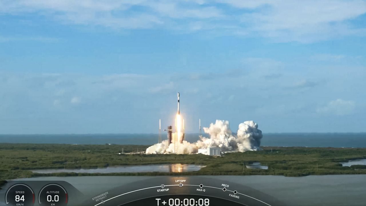 The Falcon 9 rocket took off with the Starlink 6-54 mission from Space Launch Complex 40 at Cape Canaveral Space Force Station on Sunday, April 28, 2024. (SpaceX)