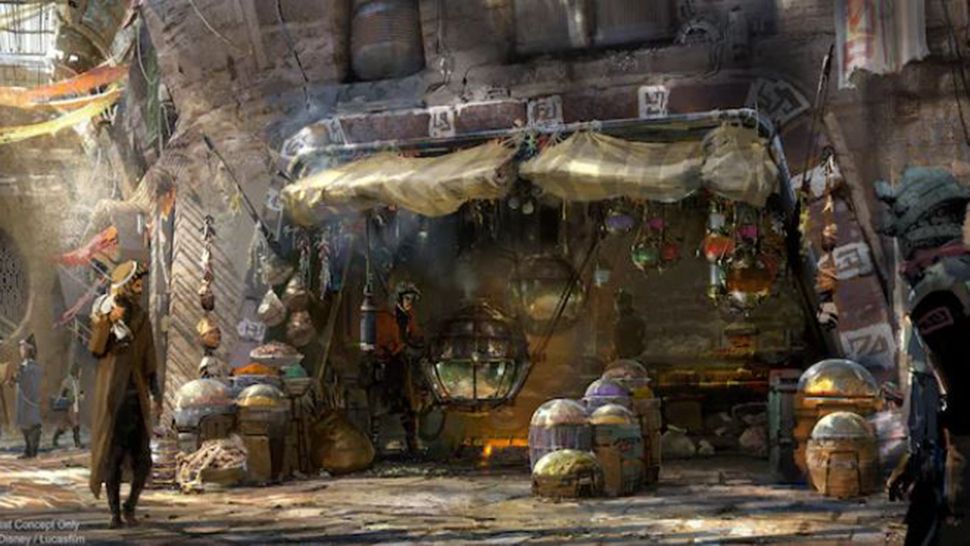 Concept art for Kat Saka's Kettle at Star Wars: Galaxy's Edge. (Courtesy of Disney)