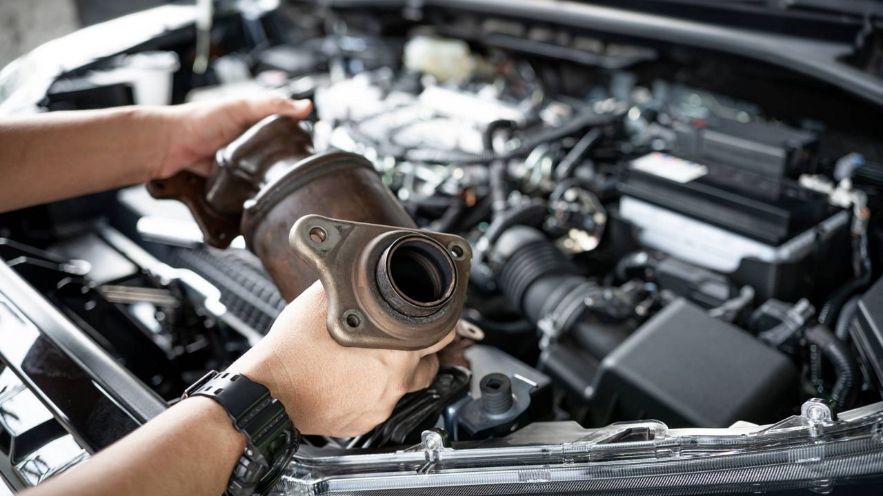 Catalytic converters have become increased targets for theft because the costs of platinum, palladium and rhodium have risen in recent years. (Getty Images/NongAsimo)