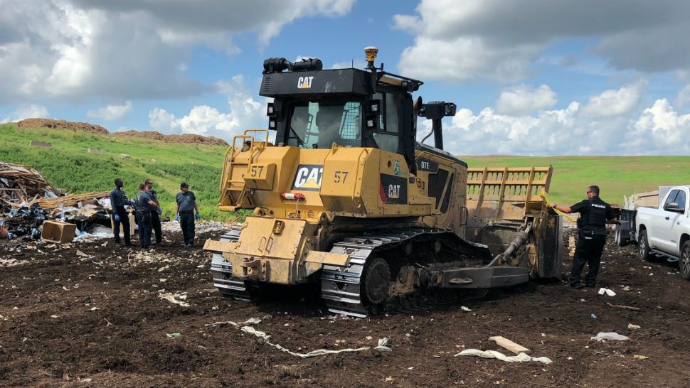 Melbourne Police investigate a workplace accident Monday at a landfill on Sarno Road. (City of Melbourne)