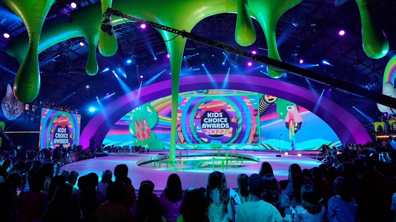 A view of the stage appears at the Kids' Choice Awards on Saturday at the Barker Hangar in Santa Monica, Calif. (AP Photo/Chris Pizzello)
