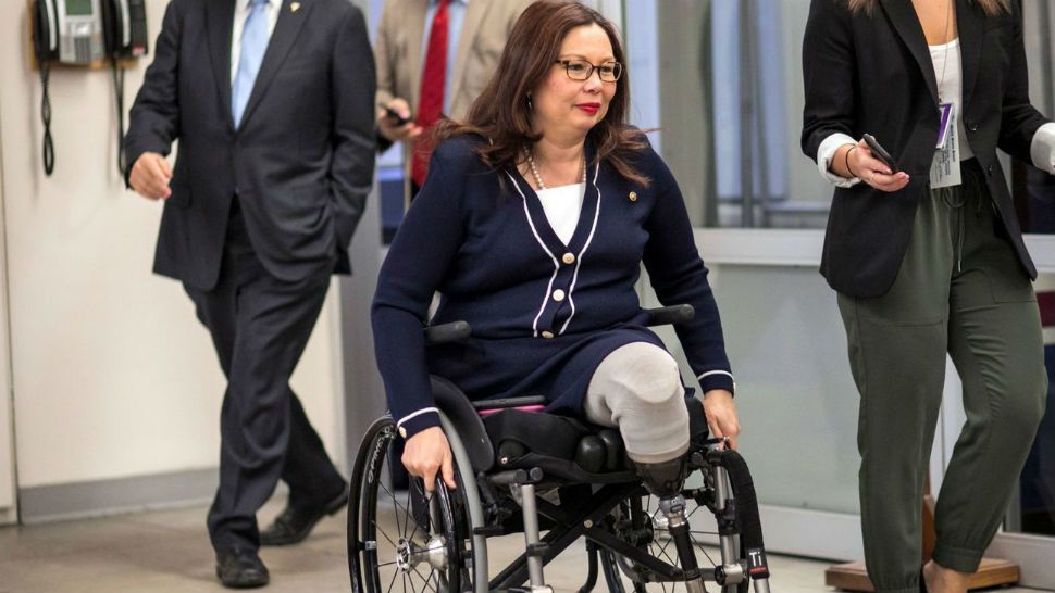 FILE- Sen. Tammy Duckworth (D-Ill.) arrives for a vote at the Capitol last month. (J. Scott Applewhite / Associated Press)