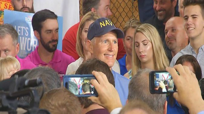 "I am running for U.S. Senate for the great state of Florida," said Gov. Rick Scott on Monday, April 09, 2018. (Spectrum News)