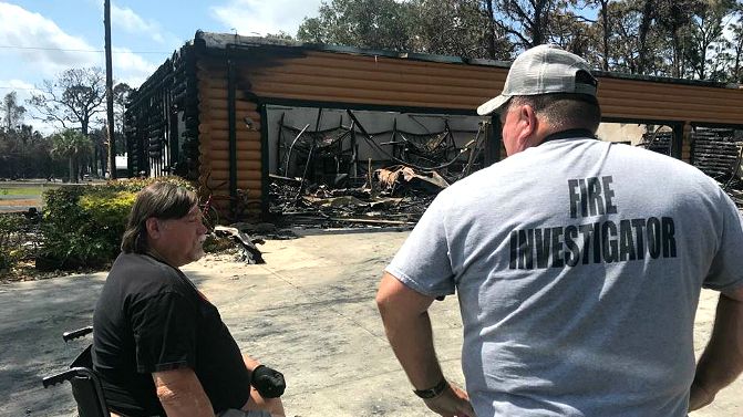 A Melbourne homeowner is still picking up the pieces after a large brush fire from over the weekend damaged his property. (Greg Pallone, staff)