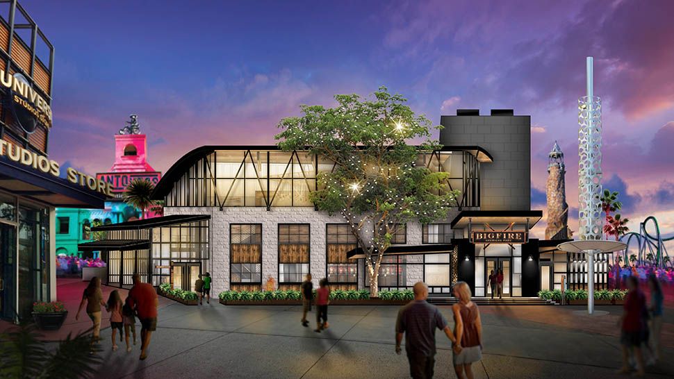Concept art of Bigfire, a new restaurant set to open at Universal CityWalk this summer. (Courtesy of Universal Orlando)