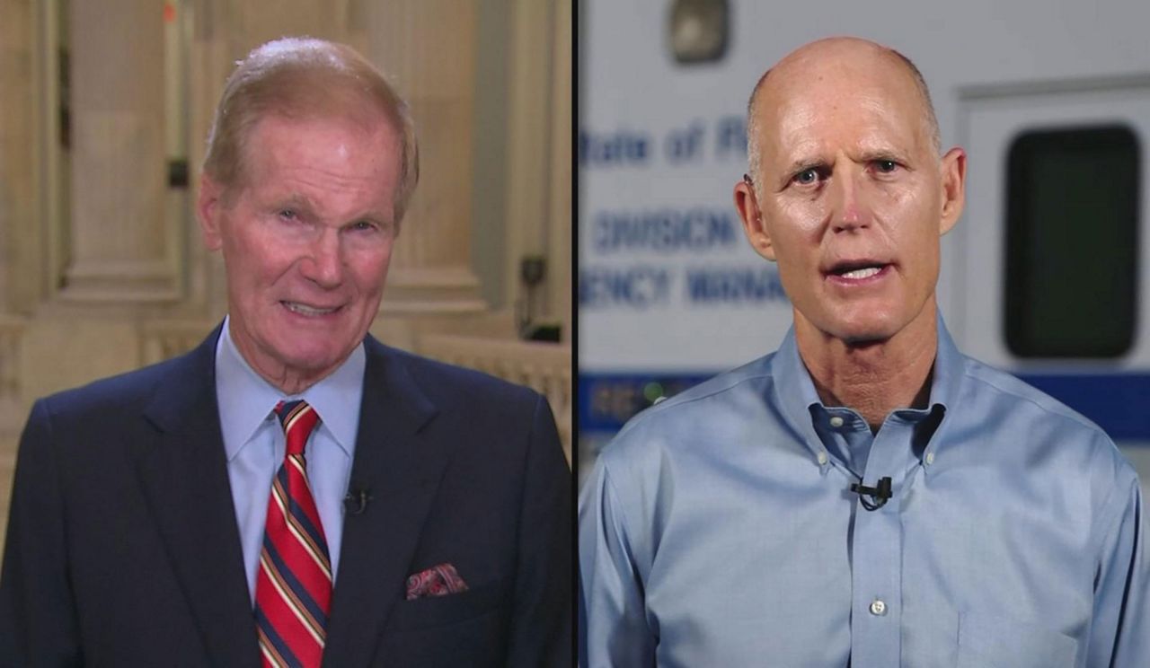 Bill Nelson (left) and Rick Scott (right)