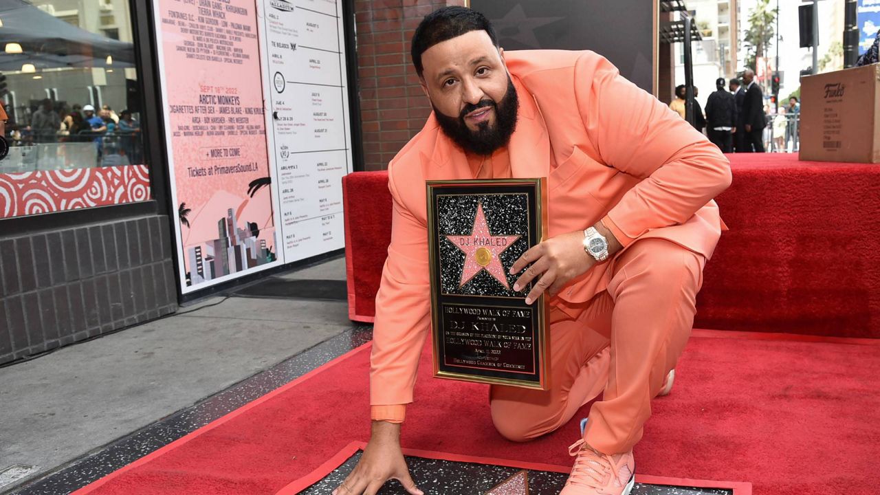 Producer DJ Khaled attends a ceremony honoring him with a star on the Hollywood Walk of Fame Monday in Los Angeles. (Photo by Richard Shotwell/Invision/AP)