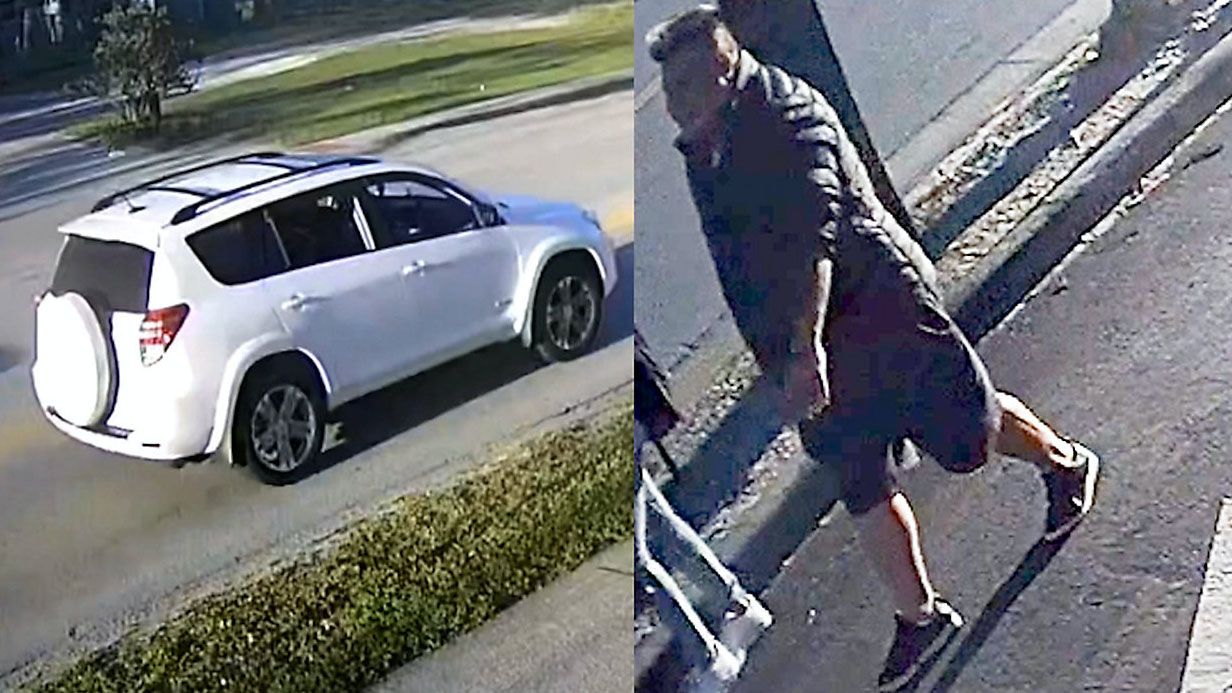 Surveillance images of the suspect (right) and suspect's car (left). (Courtesy of OCSO)