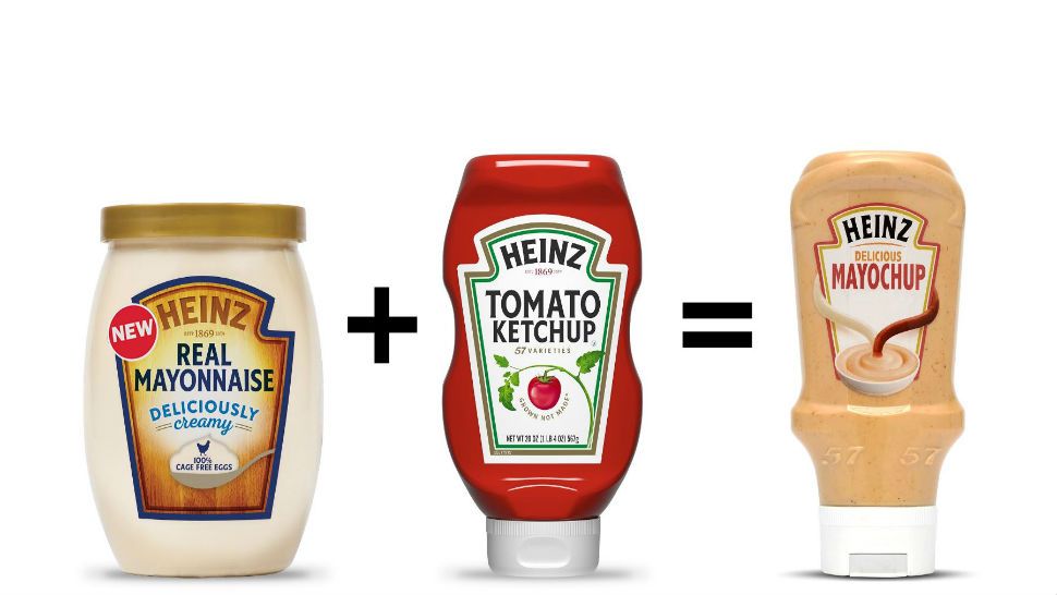 A bottle of mayonnaise plus a bottle of ketchup make the combination condiment, "mayochup." Image/KraftHeinz