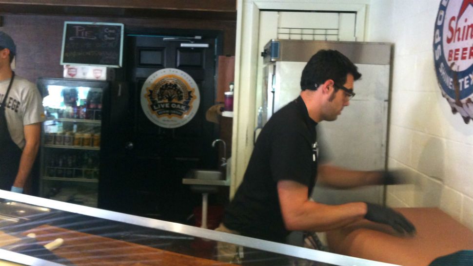 Mike Merrell snagged this photo of Aaron Franklin behind the counter in 2011. Courtesy/Flickr