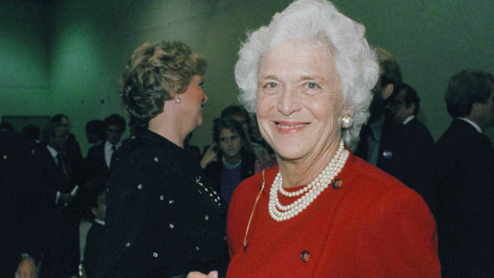 Barbara Bush, wife of U.S. Vice-President George Bush at the debate between Bush & Geraldine Ferraro, Oct. 11, 1984. (AP Photo)