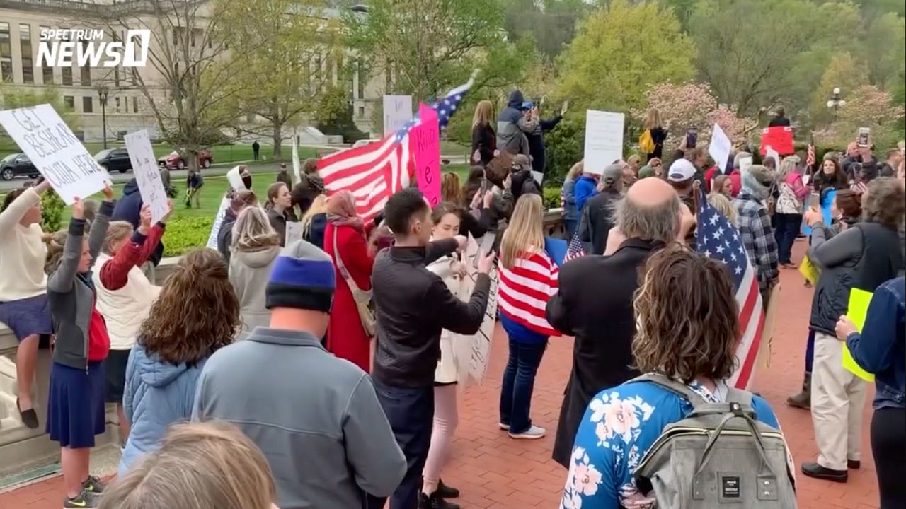 Protesters gathered outside of the capitol.