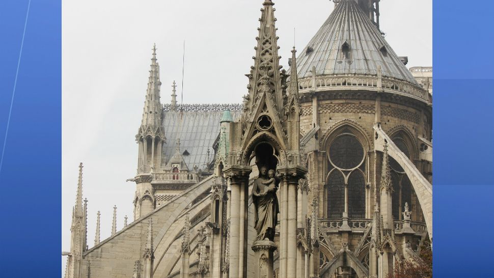 Notre Dame cathedral, with its gothic architecture, is one of the most visited sites in France. This was taken before a fire erupted Monday, April 15, 2019, causing catastrophic damage. (Tim Robertson/Spectrum News)