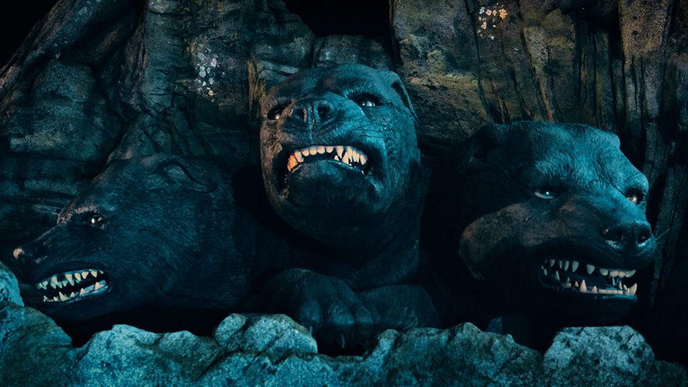 Fluffy, the three-headed dog from the Harry Potter series, will be featured on Universal Orlando's new coaster, Hagrid's Magical Creatures Motorbike Adventure. (Courtesy of Universal)