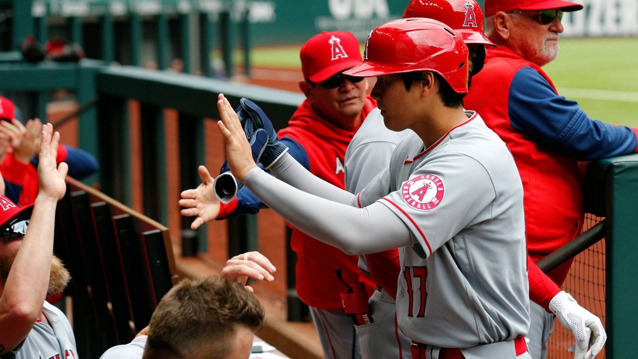 Angels' Trout plunked in win over Texas, X-rays negative