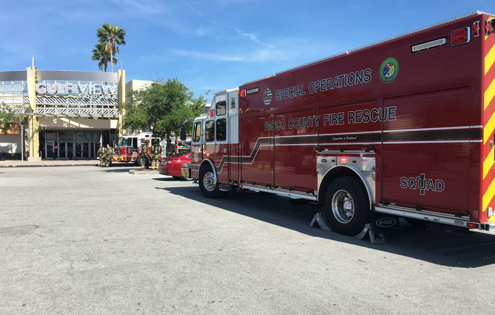 Pasco County Fire Rescue responded to the mall, located at 9409 US Hwy 19 in Port Richey just after 10 a.m. Wednesday. (Sarah Blazonis/Spectrum Bay News 9)