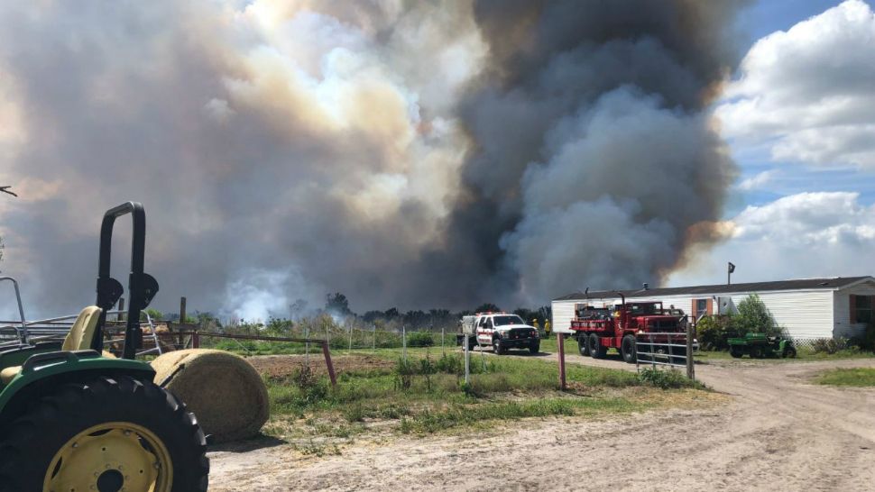 Brevard County Fire Rescue called in extra crews to battle the fire. (Courtesy of Hidden Acres Rescue for Thoroughbreds)