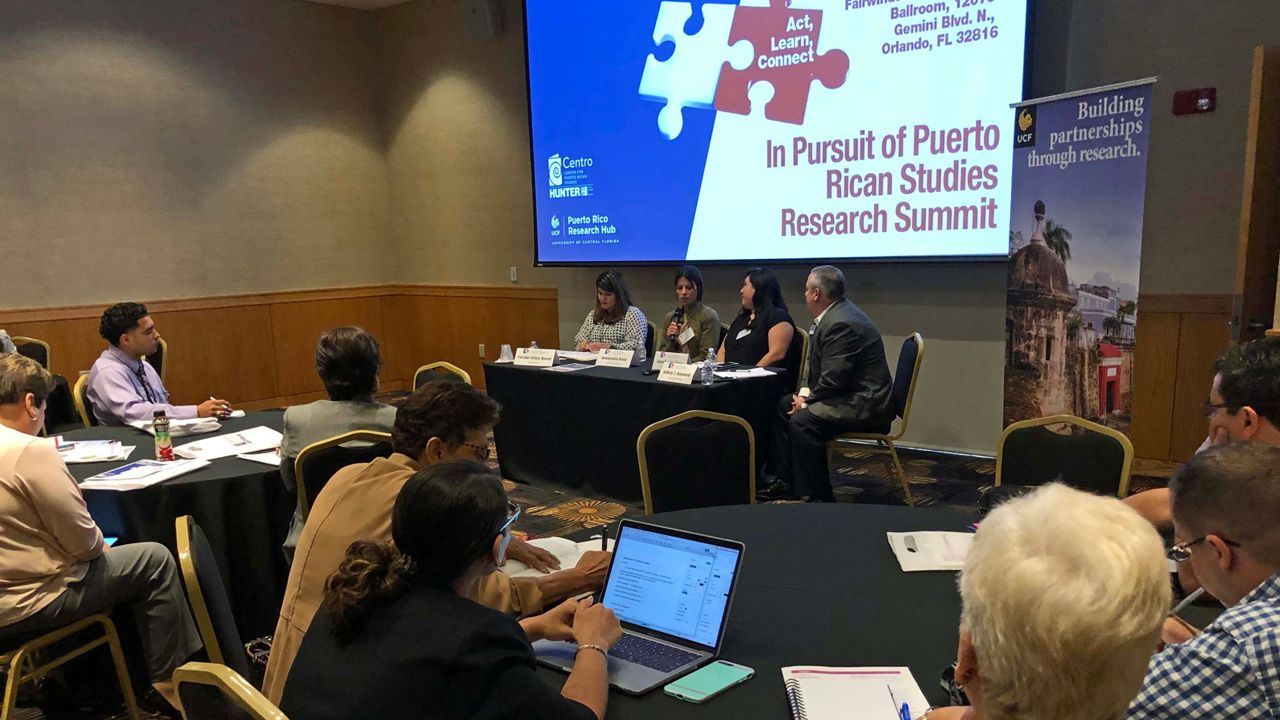 The UCF Puerto Rico Research Hub and the Center for Puerto Rican Studies at Hunter College held a summit to present data on the impact of Hurricane Maria to the island. (Jesse Canales/Spectrum News)