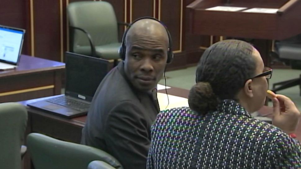 Sanel Saint Simon listens during the sentencing phase of his death-penalty case at the Orange County Courthouse. He was convicted of killing his girlfriend's teen daughter in 2014. (Spectrum News 13)