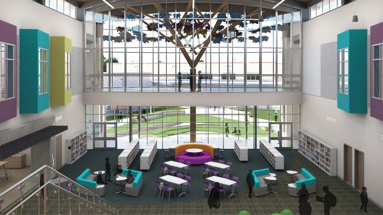 An interior view of the atrium of Uvalde CISD's proposed elementary school. (Courtesy of Huckabee, Inc.)