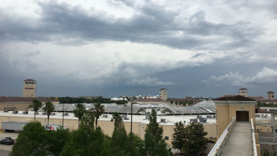 Sent to us with the Spectrum News 13 app: Building storms over Lake Buena Vista on Friday afternoon, April 19, 2019. (Daniel Wallace/viewer)