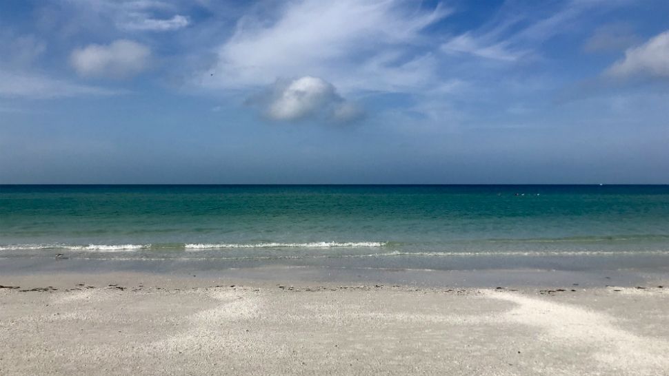 Sent to us via the Spectrum Bay News 9 app: Beautiful blue conditions at Siesta Key on Sunday afternoon. (Bridget, viewer)