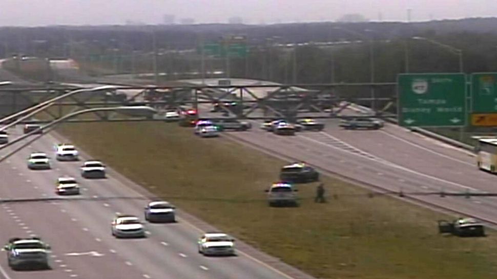 Orange County Sheriff's deputies block off State Road 417 near Florida's Turnpike after a serious crash Friday. (Florida Department of Transportation camera)