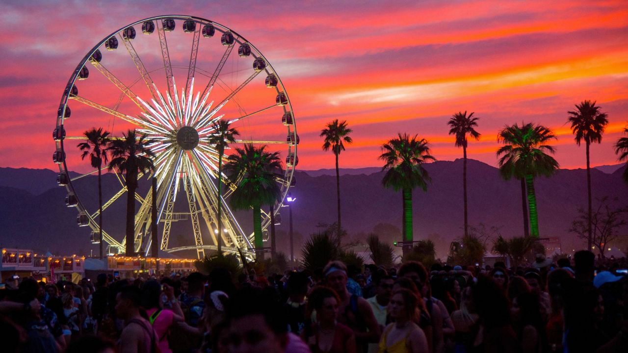 In this April 21, 2018 file photo, the sun sets over the Coachella Music & Arts Festival in Indio, Calif. (Photo by Amy Harris/Invision/AP)