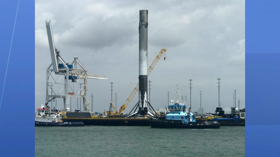 The 1st-stage booster of the Falcon 9 rocket that carried NASA's TESS satellite returns to Port Canaveral on Saturday afternoon.