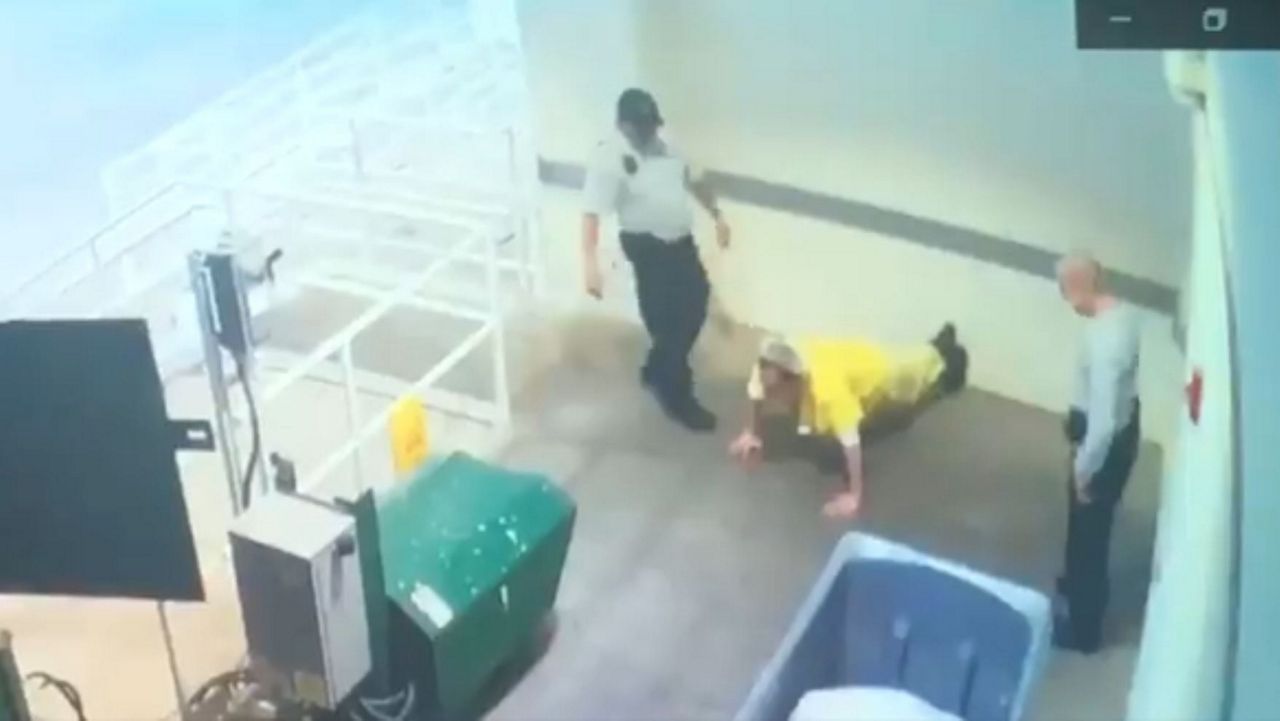 According to Gualtieri, Deputy James Moran, who was supervising Christo and two other inmates, ordered Christo to do 50 push-ups and then kicked him in the ribs when he couldn't finish. (Screen grab from sheriff's office video)