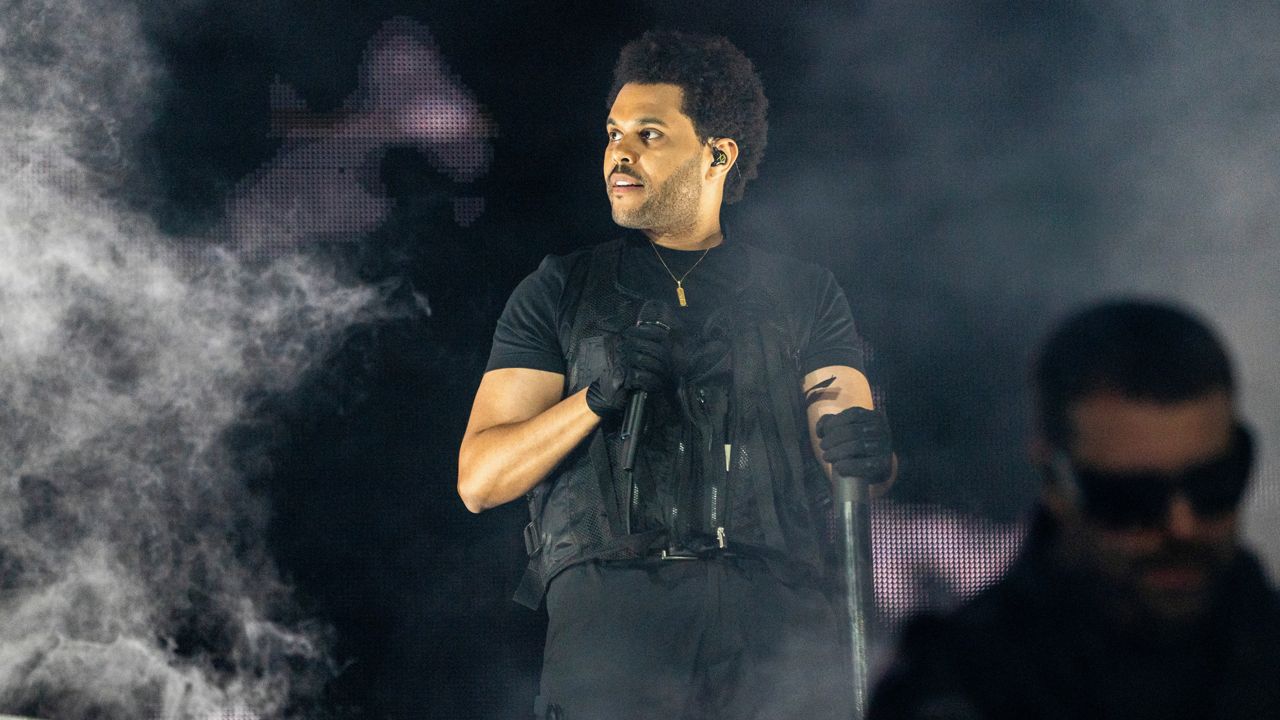 The Weeknd performs at the Coachella Music & Arts Festival at the Empire Polo Club on April 17, 2022, in Indio, Calif. (Photo by Amy Harris/Invision/AP)