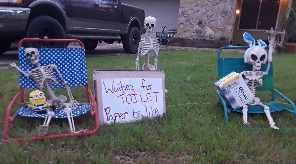 Woman Uses Halloween Decorations To Bring Humor 