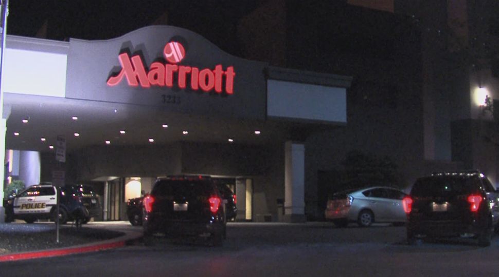 The San Antonio Police Department respond to a call of a kid drowning in the Marriott hotel pool April 27, 2019 (Spectrum News)