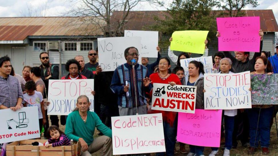 Residents of east and Southeast Austin gathered Monday, Jan. 15, calling for the mayor and city council to bring an end to gentrification on Feminist Latinx Organization Empowering Society, Facebook