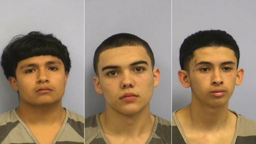 Pictured, from left, Ceasar Carlos, Tommy Potter, Jaylen Veliz arrested, charged with capital murder in the April 17, 2018, shooting death of 19-year-old Isaac Morey. (Austin PD)