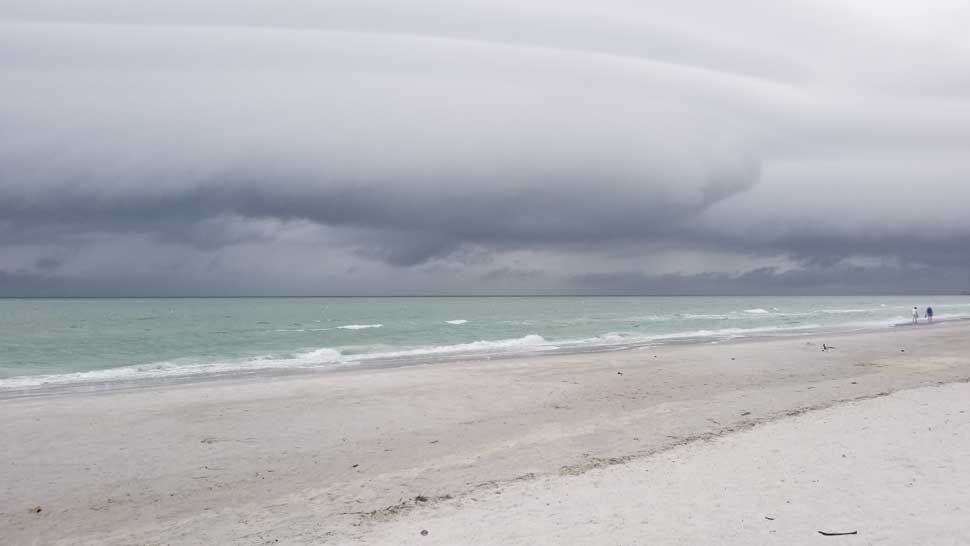 Submitted via the Spectrum News Bay 9 app: Clouds fill the skies near Sunset Beach, Monday, April 8, 2019. (Courtesy of Kelly Nichols, viewer)