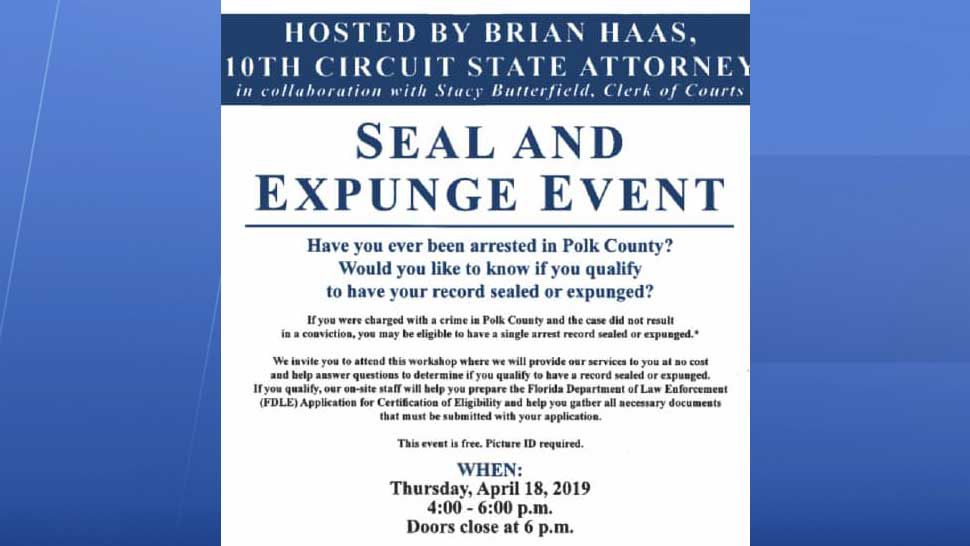 flyer for Seal and Expunge Clinic in Polk County