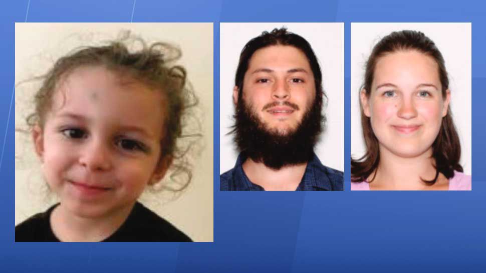 From left to right: Hillsborough Child Protective Investigations Division detectives are searching for Joshua Mcadams, 3, who is considered missing and endangered. His parents, Joshua Mcadams, 28, and Taylor Bland-Ball, 22, are believed to be trying to transport the child out of state. (Courtesy of Hillsborough County Sheriff's Office)