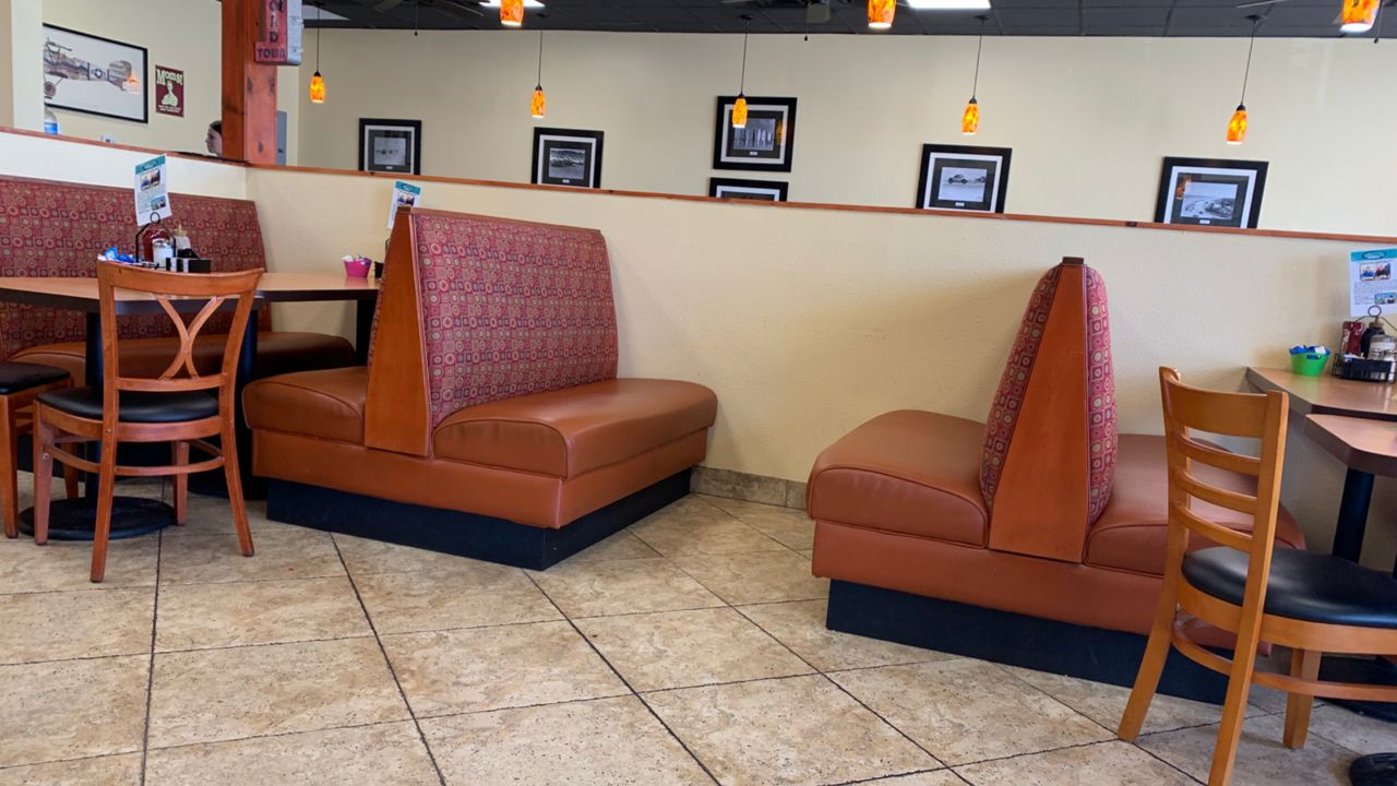 Some restaurants removed their tables in order to easily figure out the limited capacity they were able to operate under back in March when officials stated that eating establishments could operate at 50 percent. (Anthony Leone/Spectrum News)