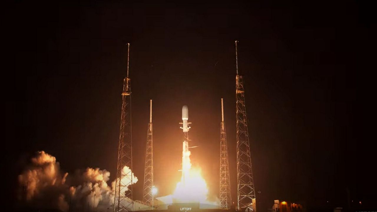 A nearly 130-foot-tall Falcon 9 rocket sent more than 50 Starlink satellites to low-earth orbit from Space Launch Complex 40 at Cape Canaveral Space Force Station Mother's Day morning, May 14. (SpaceX)