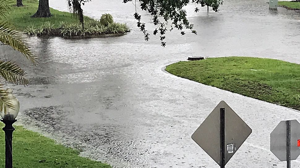 Submitted via the Spectrum News 13 app: Old Town Kissimmee saw some flooding, with a couple of inches of water over the streets on Saturday, May 19, 2018. (Todd Larkin, viewer)