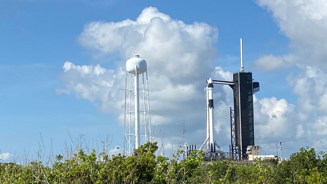 SpaceX’s Falcon 9 rocket and the Dragon spacecraft will launch the four members of the Ax-2 mission from Launch Complex 39A at NASA’s Kennedy Space Center. (Spectrum News/Will Robinson Smith)