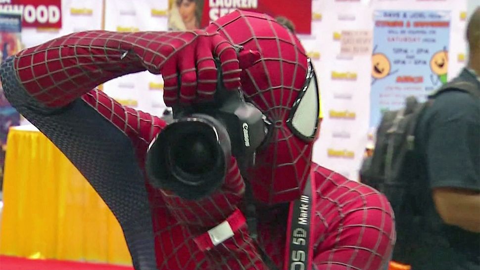 Spider-Man seems to be a shutterbug too as he snaps a few pictures at the 2017 MegaCon Orlando event. (Spectrum News/File photo)