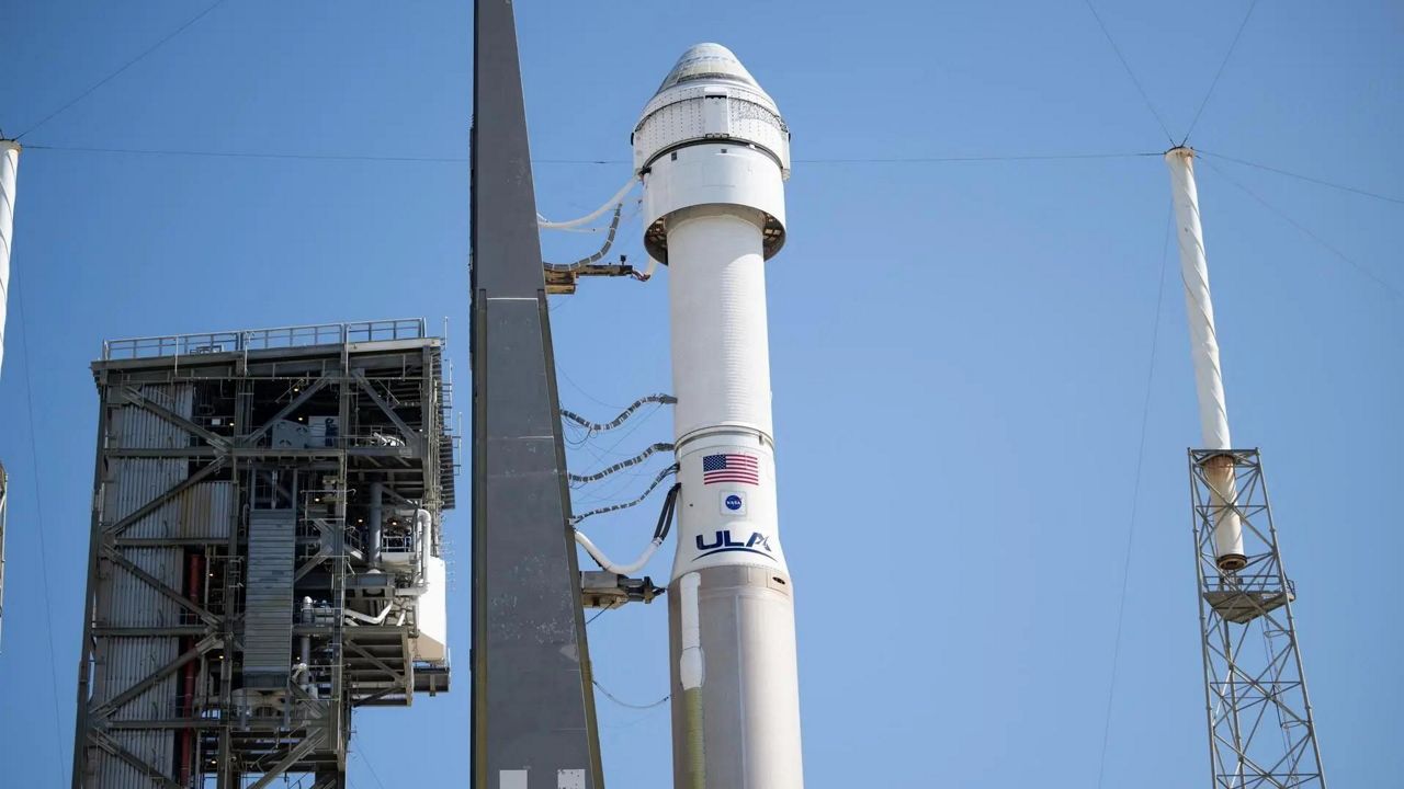 A United Launch Alliance Atlas V rocket with Boeing’s CST-100 Starliner spacecraft aboard at launch pad at Space Launch Complex 41. (File photo)