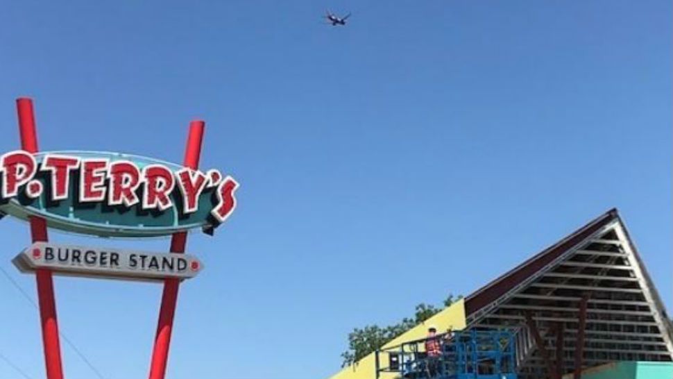 Photo of plane flying over P.Terry's next location, near the Austin Bergstrom International Airport. Courtesy/Instagram