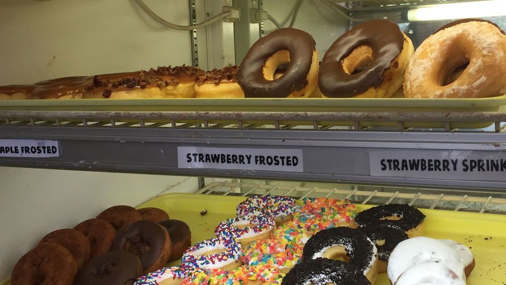 Some of the doughnuts at Bakery Plus in Orlando. (Christie Zizo, Staff)